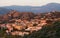 Santa Maria Navarrese village in Sardinia in warm sunrise light, Italy, typical sardinian seascape,sardinian village, sunrise