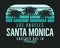 Santa Monica Beach Graphic for T-Shirt, prints. Vintage Los Angeles hand drawn 90s style emblem. Retro summer travel
