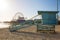 Santa Monica beach lifeguard tower in California