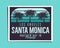 Santa Monica Beach Poster Graphic for T-Shirt, prints. Vintage Los Angeles hand drawn 90s style emblem. Retro summer