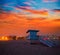Santa Monica California sunset lifeguard tower
