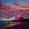 Santa Monica California sunset on Pier Ferrys wheel