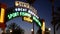 SANTA MONICA, LOS ANGELES CA USA - 19 DEC 2019: Summertime iconic vintage symbol. Classic illuminated retro sign on pier.