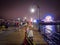 The Santa Monica Pier in Southern California at night