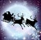 Santa moon sleigh silhouette