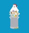 Santa Mouse in garbage can. Symbol of 2020 year. Rat in red cap. Christmas and New Year Vector Illustration