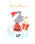 Santa mouse with new year gift, vector illustration