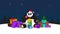 Santa Panda with blocks, presents and many others decorations