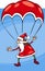 Santa on parachute cartoon illustration