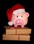 Santa piggy bank and christmas presents