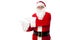 Santa pointing at blank copy space area