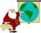 Santa Pointing At A World Globe