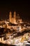 Santa Prisca cathedral at night, in Taxco, guerrero, mexico.