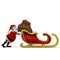 Santa pushing sleigh