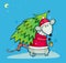 Santa rat with christmas tree