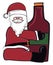 Santa with red wine bottle vector or color illustration