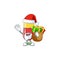 Santa red yellow capsules Cartoon character design with sacks of gifts