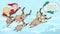 Santa and reindeer flying and text frame,merry christmas text fr