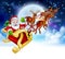 Santa Reindeer Sleigh Cartoon Christmas Scene