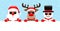 Santa Reindeer And Snowman Sunglasses Horizontal Banner Snow Light Blue