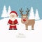 Santa and reindeer snowy winter background