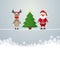 Santa reindeer tree twine snowy background