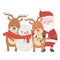 Santa reindeers and snowman with scarf celebration merry christmas