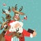 Santa and reindeers take a selfie
