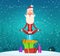 Santa relax meditation. Winter christmas holiday character santa claus doing yoga exercices outdoor vector mascot design