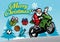 Santa riding motorcycles