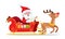 Santa Riding in Sleigh with Reindeer Animal Vector