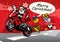 Santa riding sport bike