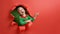 Santa`s elf on bright color background