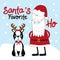 Santa`s favorite ho- funnyi Christmas text, with cute Boston Terrier and Santa Claus