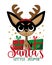 Santa\\\'s little helper - cute reindeer chihuahua dog, with Christmas presents.