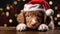 Santa\\\'s Little Helper Dog in a Santa Hat