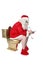Santa sitting on golden toilet