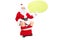 Santa sitting on toilet and holding speech bubble