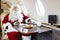 Santa Sleeping In Private Jet