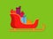 Santa sleigh, gifts icon. Colorful Sled icon