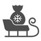 Santa sleigh solid icon. Sleigh with santa bag vector illustration isolated on white. Sledge glyph style design