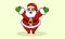 Santa smiles, cute, good mood, spreads his arms to welcome festival of happiness.