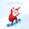 Santa snowboarding with Reindeer