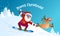 Santa snowboarding with Reindeer