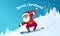 Santa snowboarding with Reindeer