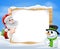 Santa Snowman Snow Scene