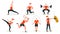 Santa in sport healthy activity vector illustration, cartoon flat active bearded Santa wearing xmas red hat and athlete