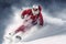 santa sport winter mountain ski skier snowboarder christmas snow holiday. Generative AI.