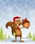 Santa Squirrel With Acorn Gift