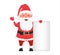 Santa standing near blank placard